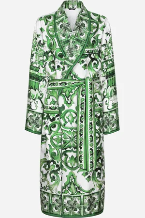 Dolce & Gabbana Bata En Sarga De Seda Con Estampado Maiolica - Hombre Ropa Interior Y Ropa De Casa 48