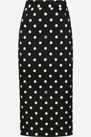 Dolce & Gabbana Falda Longuette De Tubo De Charmeuse Con Estampado De Lunares - Mujer Faldas 38