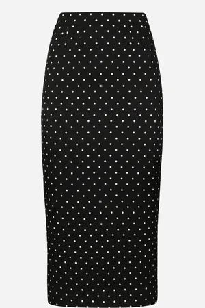 Dolce & Gabbana Falda Longuette De Tubo De Charmeuse Con Estampado De Lunares - Mujer Faldas 38
