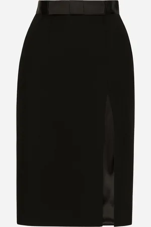Dolce & Gabbana Falda Midi De Tubo De Lana Con Cinturilla De Raso - Mujer Faldas Lana 40