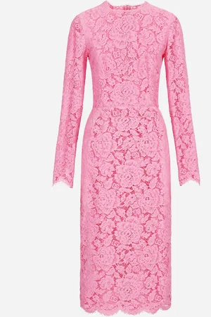 Dolce & Gabbana Vestido De Tubo De Encaje Cordonetto Floral Con Logotipo - Mujer Vestidos 36