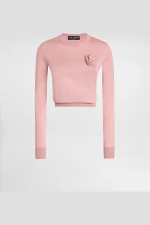 Dolce & Gabbana Jersey De Manga Larga De Seda Con Adorno De Flor - Mujer Prendas De Punto 38