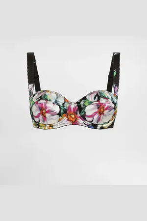 Dolce & Gabbana Sujetador Balconette De Raso Con Estampado De Flores - Mujer Lingerie 1b