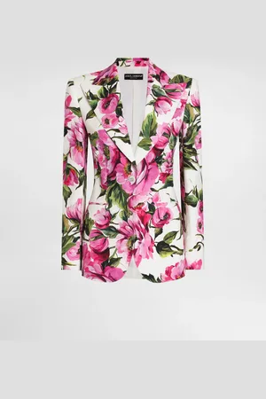 Dolce & Gabbana Chaqueta Turlington De Algodón Jacquard Con Estampado De Peonías - Mujer Chaquetas 36