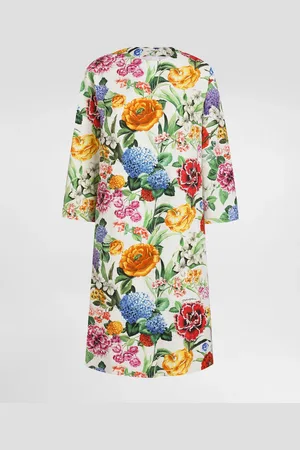Dolce & Gabbana Abrigo De Algodón Jacquard Con Estampado De Flores - Mujer Abrigos Y Chaquetones 38