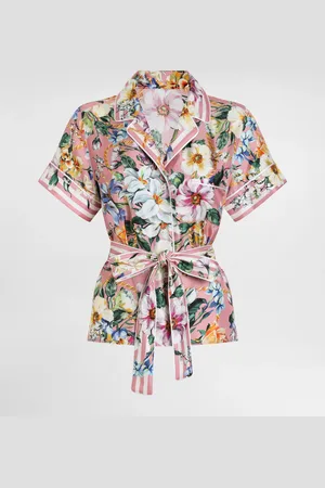 Dolce & Gabbana Camisa Pijama De Sarga Con Estampado De Flores - Mujer Camisas Y Tops 36