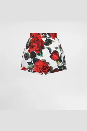 Dolce & Gabbana Shorts De Algodón Con Estampado De Rosas - Mujer Pantalones Largos Y Cortos 36