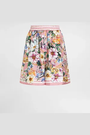 Dolce & Gabbana Pantalón Corto Estilo Pijama De Seda Con Estampado De Flores - Mujer Pantalones Largos Y Cortos 36