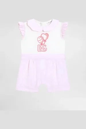 Dolce & Gabbana Jersey And Jacquard Romper Suit With Dg Logo With Patch And Polka-dots - Mujer Set Regalo Y Body 3/6 Months