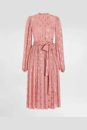 Dolce & Gabbana Dévoré Silk Jacquard Calf-length Dress With Dg Logo - Mujer Vestidos 36