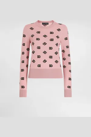 Dolce & Gabbana Wool And Silk Jacquard Sweater With Contrasting Dg Logo - Mujer Prendas De Punto 44