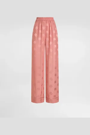 Dolce & Gabbana Silk Satin Jacquard Pajama Pants With All-over Dg Logo - Mujer Pantalones Largos Y Cortos 36