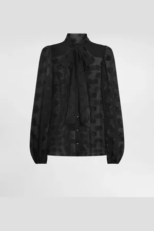 Dolce & Gabbana Silk Shirt With Dévoré Dg Logo - Mujer Camisas Y Tops Negro 40