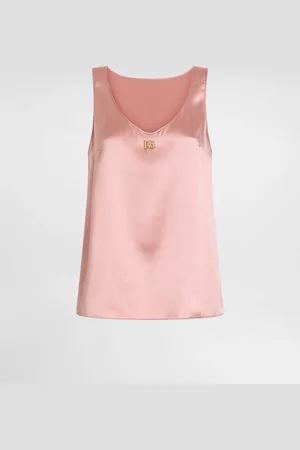 Dolce & Gabbana Satin Tank Top With Dg Logo Pin - Mujer Camisas Y Tops Seda 36