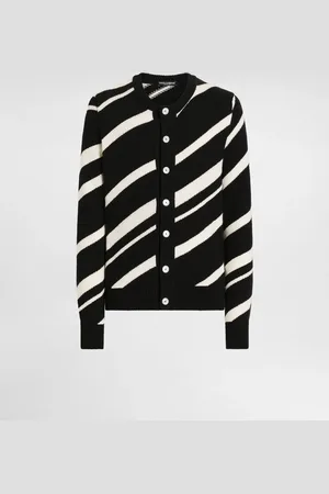 Dolce & Gabbana Cárdigan De Manga Larga De Algodón Con Intarsia A Rayas - Hombre Prendas De Punto 50