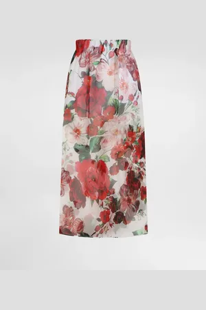 Dolce & Gabbana Falda Longuette De Chifón Con Estampado De Rosas - Mujer Faldas 40