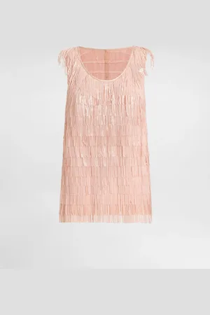 Dolce & Gabbana Top Sin Mangas Bordado Con Flecos De Lentejuelas - Mujer Camisas Y Tops 38