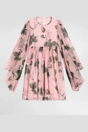 Dolce & Gabbana Vestido De Chifón Con Estampado De Rosas - Mujer Vestidos 3 Years