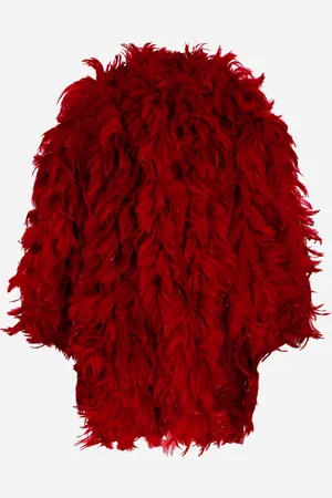 Dolce & Gabbana Abrigo De Organza Bordado Con Plumas De Gallo - Mujer Abrigos Y Chaquetones Plumas 38
