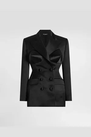 Dolce & Gabbana Chaqueta Cruzada De Raso Duquesa Con Copas Cónicas - Mujer Chaquetas 42