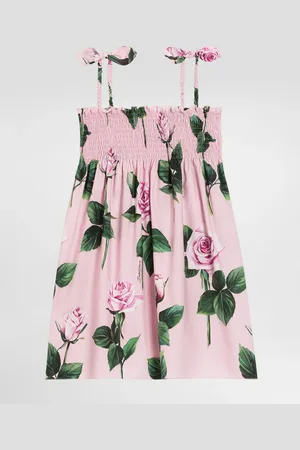 Dolce & Gabbana Vestido De Popelina Con Estampado De Rosas - Mujer Vestidos 2 Years