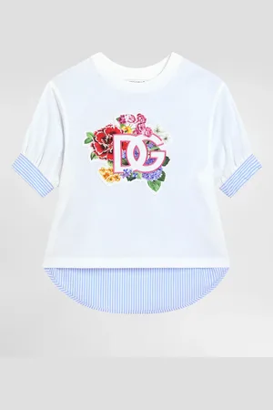 Dolce & Gabbana Camiseta De Punto Y Popelina Con Parche - Mujer Camisetas Y Sudaderas 2 Years