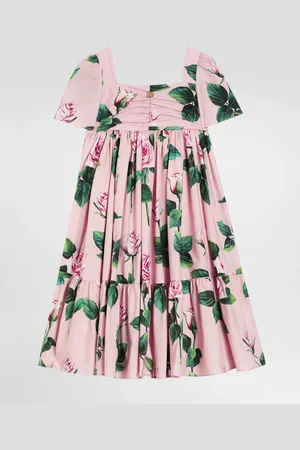 Dolce & Gabbana Vestido De Popelina Con Estampado De Rosas - Mujer Vestidos 2 Years