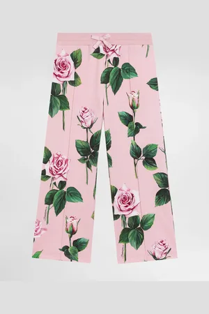 Dolce & Gabbana Pantalones De Chándal De Felpa Con Estampado De Rosas - Mujer Pantalones Y Faldas 2 Years