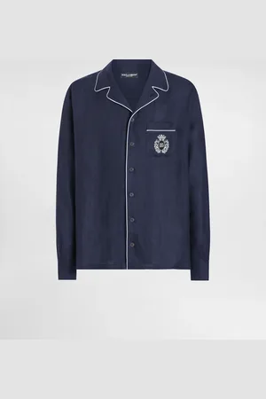 Dolce & Gabbana Camisa Vanity De Lino Con Emblema Heráldico - Hombre Camisas 38