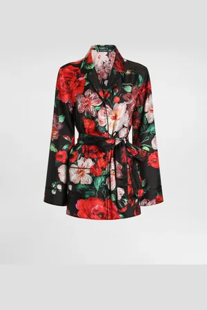 Dolce & Gabbana Camisa Tipo Pijama De Sarga Con Manga Larga Y Estampado De Rosas - Mujer Camisas Y Tops 44