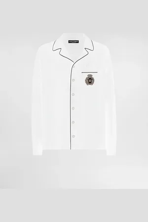 Dolce & Gabbana Camisa Vanity De Lino Con Emblema Heráldico - Hombre Camisas 38