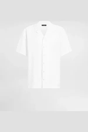 Dolce & Gabbana Camisa De Lino Con Logotipo Bordado - Hombre Camisas Lino 38