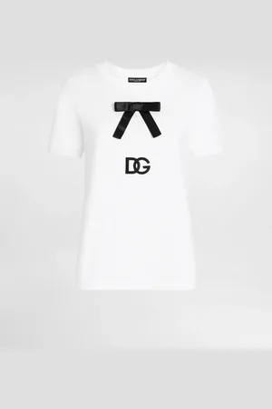 Dolce & Gabbana Camiseta En Punto De Algodón Con Lazo Y Logotipo Dg - Mujer Camisetas Y Sudaderas 38