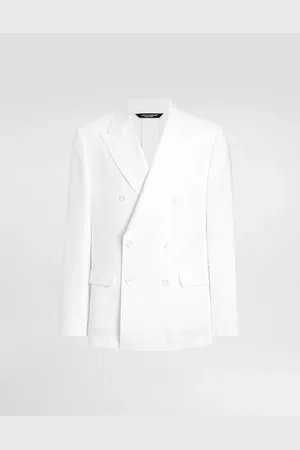 Dolce & Gabbana Chaqueta De Botonadura Doble De Tela De Lino - Hombre Trajes Y Americanas 44