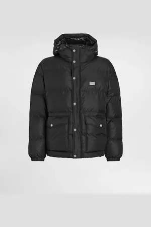 Dolce & Gabbana Doudoune En Nylon Avec Capuche Et Plaquette À Logo - Hombre Abrigos Y Chaquetas Negro Nailon 48