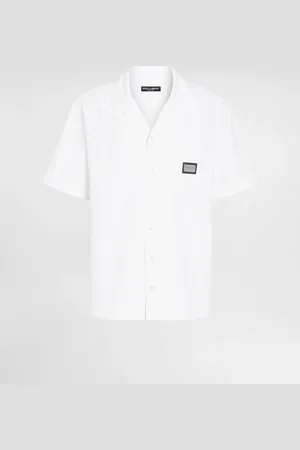 Dolce & Gabbana Camisa Hawaii De Algodón Con Placa Con Logotipo - Hombre Camisas Algod�n 37