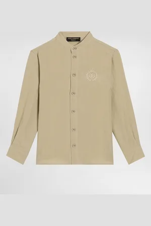 Dolce & Gabbana Camisa De Lino Con Logotipo Dg Bordado - Hombre Camisas 3 Years