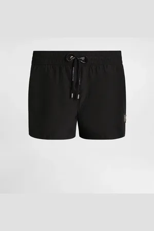Dolce & Gabbana Short Swim Trunks With Branded Tag - Hombre Moda Baño Negro Tela 2