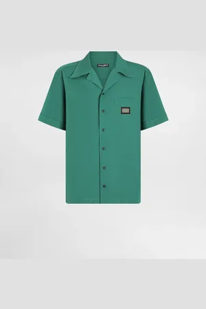 Dolce & Gabbana Chemise Hawaii En Coton Avec Plaquette À Logo - Hombre Camisas Verde Algod�n 38