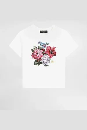 Dolce & Gabbana Jersey T-shirt With Print And Dg Logo - Mujer Camisetas Y Sudaderas 4 Years