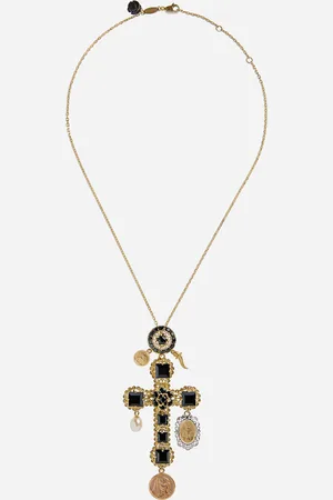 Dolce & Gabbana Collar Con Cruz De Zafiros - Mujer Collares Dorado Metal Onesize