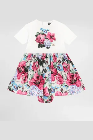 Dolce & Gabbana Vestido De Punto Y Popelina Con Estampado - Mujer Vestidos 18/24 Months