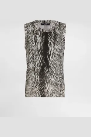 Dolce & Gabbana Camiseta Sin Mangas De Seda Estampado Piel De Animal - Mujer Prendas De Punto 36
