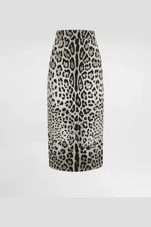 Dolce & Gabbana Falda Longuette De Tubo De Charmeuse Con Estampado De Leopardo - Mujer Faldas Seda 36