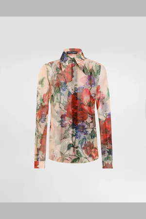 Dolce & Gabbana Camisa De Manga Larga De Chifón Estampado De Flores - Mujer Camisas Y Tops 40