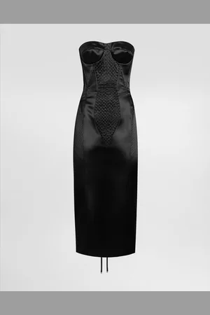 Dolce & Gabbana Vestido De Raso Sin Tirantes Con Detalles Bustier Estilo Corsé - Mujer Vestidos Raso 42