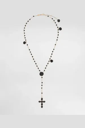 Dolce & Gabbana Rosario Devotion De Amarillo Con Zafiros Negros Ovalados - Mujer Collares Dorado Metal Onesize