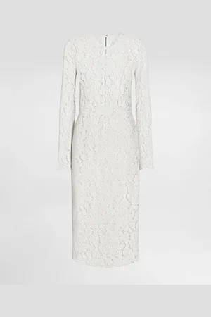 Dolce & Gabbana Vestido De Manga Larga En Encaje Elástico Con Logotipo - Mujer Vestidos 54