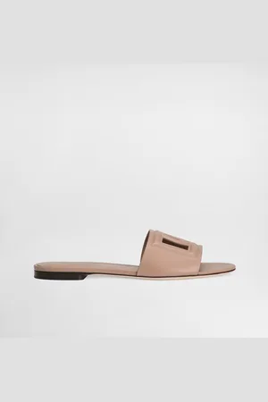 Dolce & Gabbana Chancla De Piel De Becerro Y Logotipo Dg - Mujer Palas Rosa Palo Piel 35