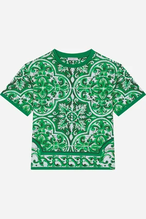 Dolce & Gabbana Camiseta De Punto Con Estampado Maiolica Verde - Hombre Camisetas Y Sudaderas 2 Years